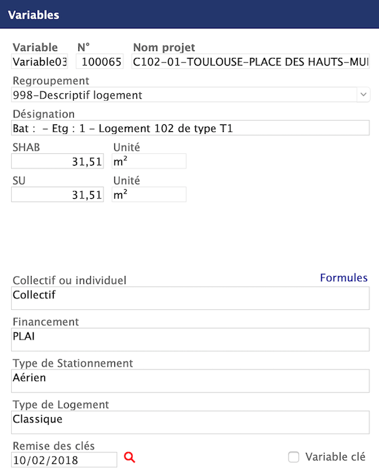 Exemple de variable logement type