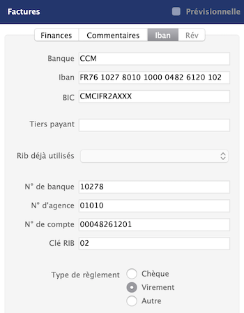 Iban Factures saisie