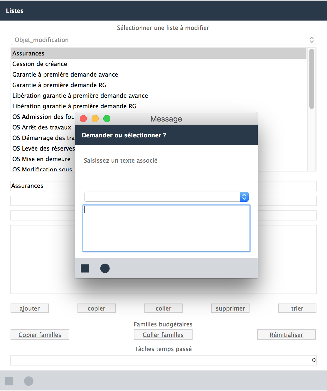 liste des modifications avenants