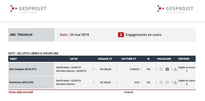 Recapitulatif depot de factures fournisseur